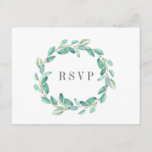 Cartão Postal De Convite Eucalyptus Aqua Weding RSVP CHOICE DE REFEIÇÕES