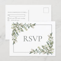 Eucalyptus Botanical Sage Green Wedding RSVP