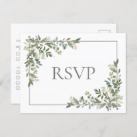 Eucalyptus Botanical Sage Green Wedding RSVP Invit