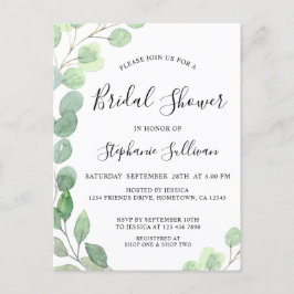 Cartão-postal de convite Eucalyptus para chás de p