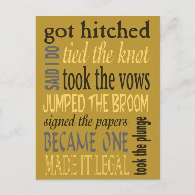 Cartão Postal De Convite Eufemismos Festa Pós-Casamento (Frente)