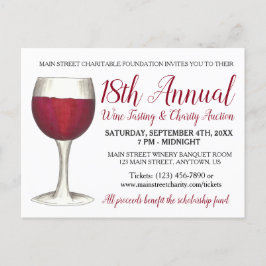 Cartão Postal De Convite Evento do Partido Coctail, Provando de Vinho Verme