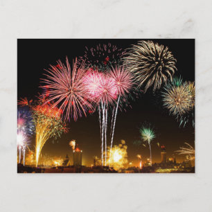 Cartão Postal De Convite Exibição de fogos de artifício — celebração!