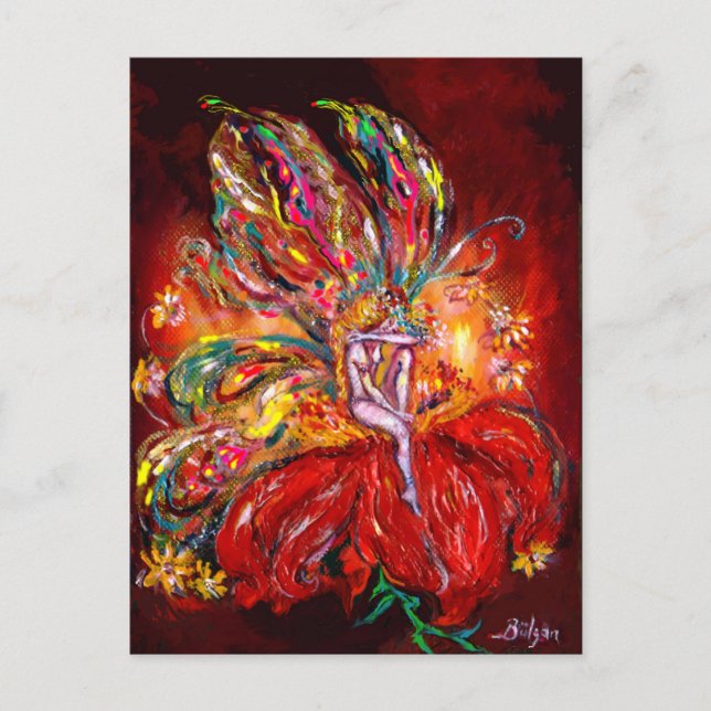 CARTÃO POSTAL DE CONVITE FAIRY IN RED (Frente)