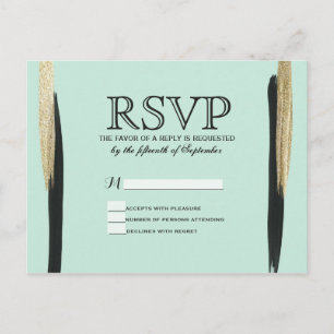 Cartão Postal De Convite Falhas Chic Inchadas Douradas e Negras