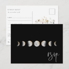 Cartão Postal De Convite Fases da Lua Dourada Pedido de Música de RSVP de C