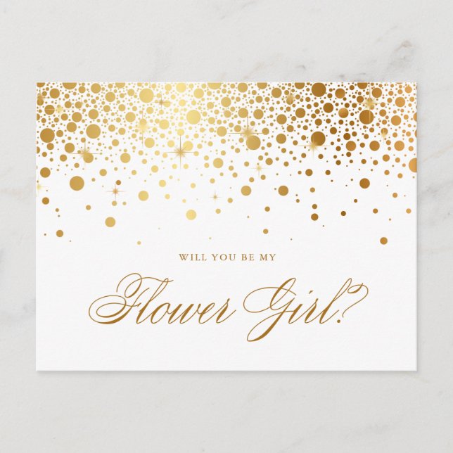 Cartão Postal De Convite Faux Gold Foil Confetti | Seja minha Madrinha de c (Frente)