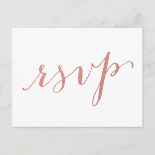 Cartão Postal De Convite Faux Rosa Gold Foil Glamor   Cartão-postal RSVP de