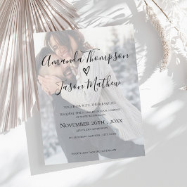 Cartão Postal De Convite Faux Vellum Effect Photo  Wedding Invitation