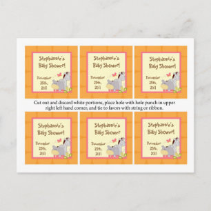 Cartão Postal De Convite Favor Tags Tropical Punch Girl Jungle Elephant Hip