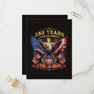 Cartão Postal De Convite Fé Liberdade 250 Anos 1776 2026 Águia Patriótica
