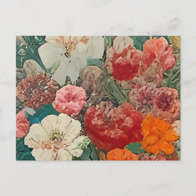 Cartão Postal De Convite fechamento de uma pintura de flores (Frente)