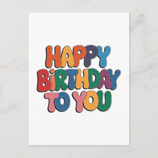 Cartão Postal De Convite Feliz Aniversário Retrô