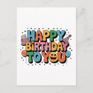 Cartão Postal De Convite Feliz Aniversário Sorridente