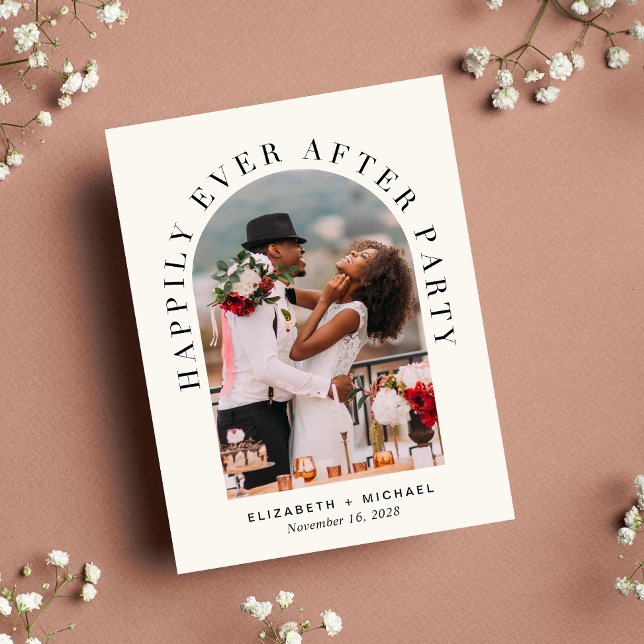 Cartão Postal De Convite Feliz Casamento de Foto em Festa (Criador carregado)