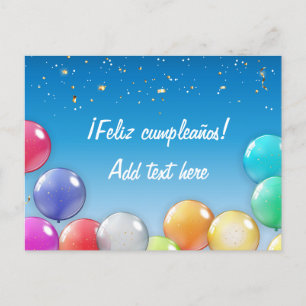 Cartão Postal De Convite Feliz cumpleaños! Cartão de Aniversário espanhol