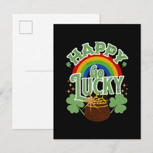 Cartão Postal De Convite Feliz e Sortudo