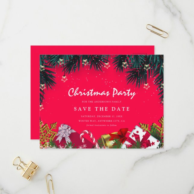 Cartão Postal De Convite Feliz Festa De Natal Salve A Data (Frente/Verso In Situ)