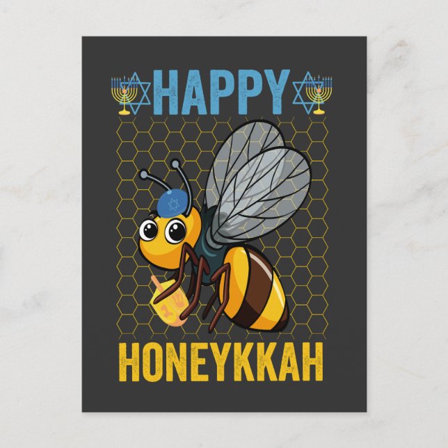 Cartão Postal De Convite Feliz Honeykkah Divertido Presente de Hanukkah Abe (Frente)