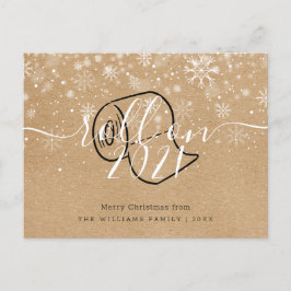 Cartão Postal De Convite Feliz Natal Ano Novo Diversão Rústica Rolando