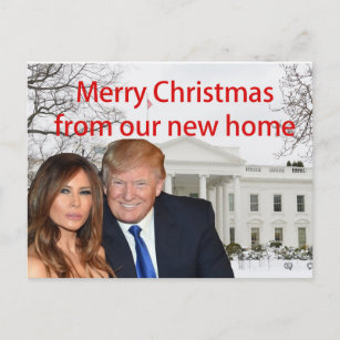 Cartão Postal De Convite Feliz Natal de Donald e Melania