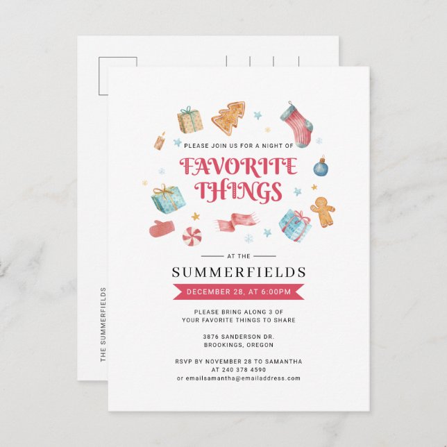 Cartão Postal De Convite Feliz Natal Férias Férias Festas Favoritas Festas  (Frente/Verso)