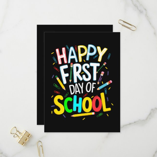 Cartão Postal De Convite Feliz Primeiro Dia de Volta às Aulas (Frente/Verso In Situ)