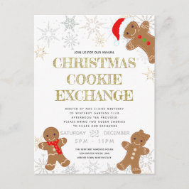 Cartão Postal De Convite Feriado Branco do Partido de Troca de Cookies