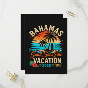 Cartão Postal De Convite Férias Sol Areia Mar Bahamas 2026