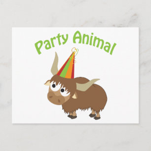 Cartão Postal De Convite Festa Animal! Yak