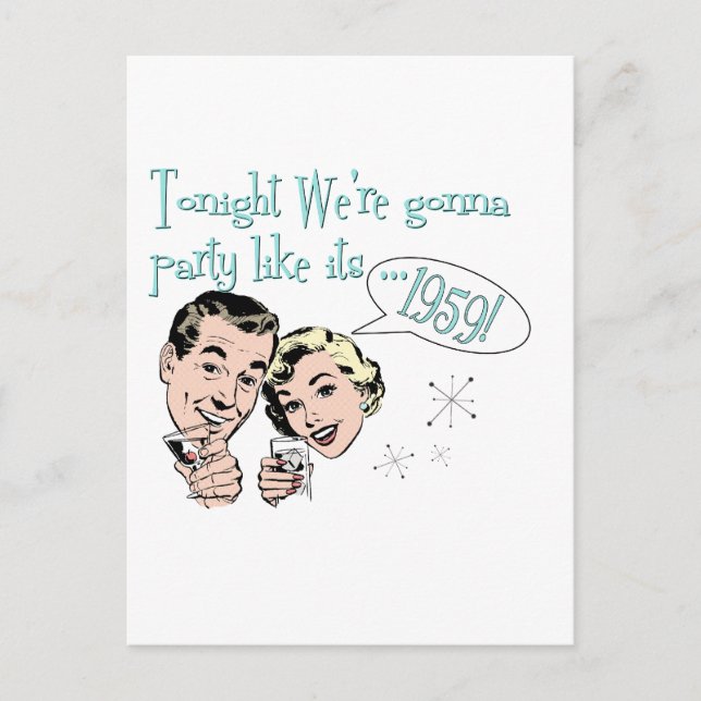 Cartão Postal De Convite Festa como se fosse 1959! (Frente)