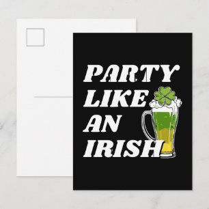 Cartão Postal De Convite Festa Como um Irlandês