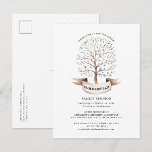 Cartão Postal De Convite Festa da Árvore Genealógica de Reunião Familiar