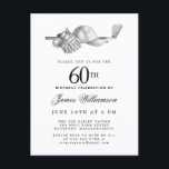 Cartão Postal De Convite Festa de aniversário 60ª do Golfe Branco Negro Ele<br><div class="desc">Aniversário elegante preto e branco para um golfista. O topo do convite é decorado com acessórios de golfe - um clube de golfe, bola de golfe, chapéu e luvas. A design de aquarela cria uma estética tradicional e clássica. Perfeito para uma festa de aniversário no clube ou um CHURRASCO de...</div>
