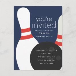 Cartão Postal De Convite Festa de aniversário boliche