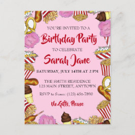 Cartão Postal De Convite Festa de Aniversário da Feira de Comida do Carnava