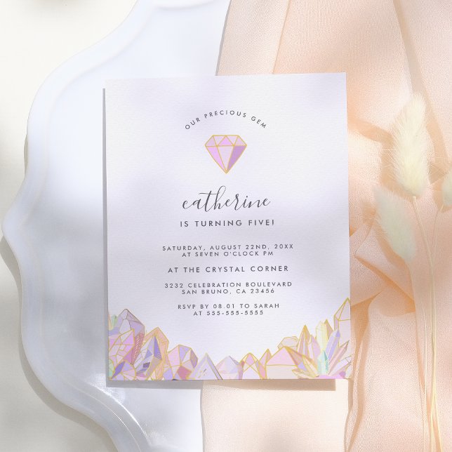 Cartão Postal De Convite Festa de Aniversário da Nossa Joia Preciosa Menina (Criador carregado)
