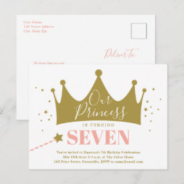 Cartão Postal De Convite Festa de Aniversário da Princesa Rosa do Orçamento