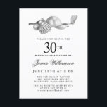 Cartão Postal De Convite Festa de aniversário de 30 anos do Golfe Branco Ne<br><div class="desc">Aniversário elegante preto e branco para um golfista. O topo do convite é decorado com acessórios de golfe - um clube de golfe, bola de golfe, chapéu e luvas. A design de aquarela cria uma estética tradicional e clássica. Perfeito para uma festa de aniversário no clube ou um CHURRASCO de...</div>