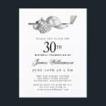 Cartão Postal De Convite Festa de aniversário de 30 anos do Golfe Branco Ne<br><div class="desc">Aniversário elegante preto e branco para um golfista. O topo do convite é decorado com acessórios de golfe - um clube de golfe, bola de golfe, chapéu e luvas. A design de aquarela cria uma estética tradicional e clássica. Perfeito para uma festa de aniversário no clube ou um CHURRASCO de...</div>