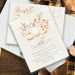 Cartão Postal De Convite Festa de aniversário de 40 anos das Folhas de Bomb<br><div class="desc">As abóboras brancas legantes estão aninhadas em folhas verdes,  laranja e sage e flores silvestres.</div>