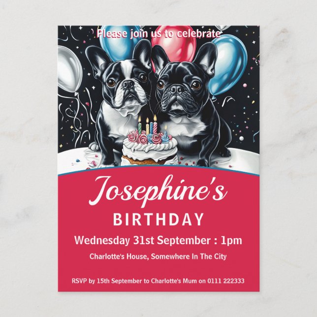 Cartão Postal De Convite Festa de aniversário de Bulls Francês (Frente)