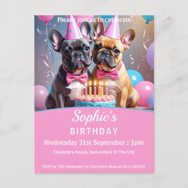 Cartão Postal De Convite Festa de aniversário de Bulls Francês (Frente)