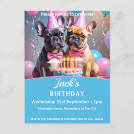 Cartão Postal De Convite Festa de aniversário de Bulls Francês
