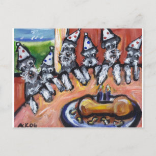 Cartão Postal De Convite Festa de aniversário do Schnauzer