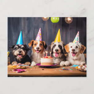 Cartão Postal De Convite Festa de Aniversário dos Cachorros