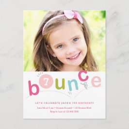 Cartão Postal De Convite Festa de Aniversário Infantil Budget Bounce