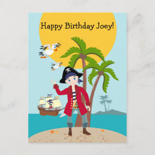 Cartão Postal De Convite Festa de aniversário infantil pirata