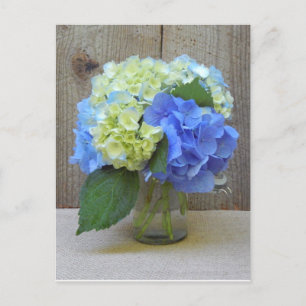 Cartão Postal De Convite Festa de aniversário Mason Jar Mature Hydrangeas A