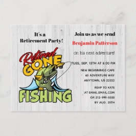 Cartão Postal De Convite Festa de aposentadoria de pesca aposentada e aband
